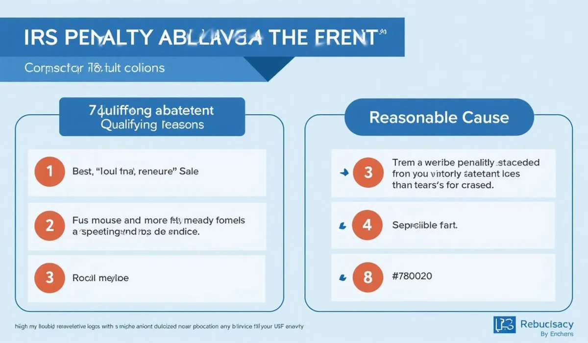 Checklist of IRS penalty abatement qualifying reasons with first time and reasonable cause columns brand blue