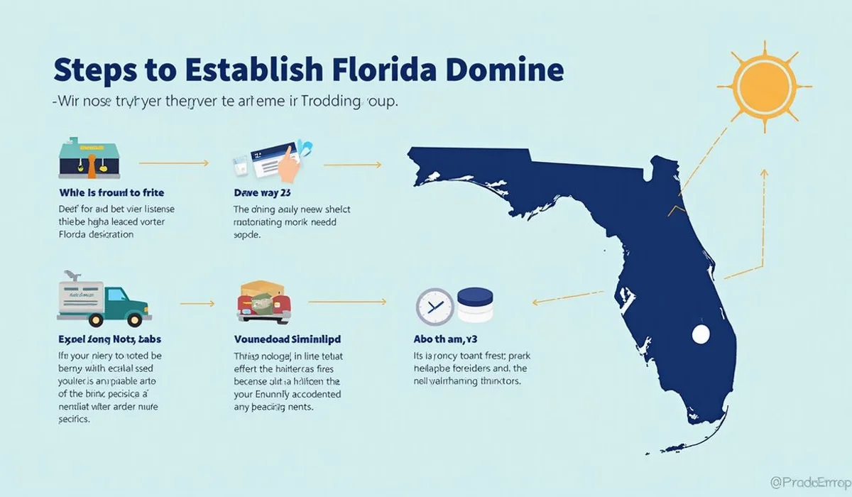 Checklist of steps to establish Florida domicile with driver license voter registration and 183 day rule brand colors