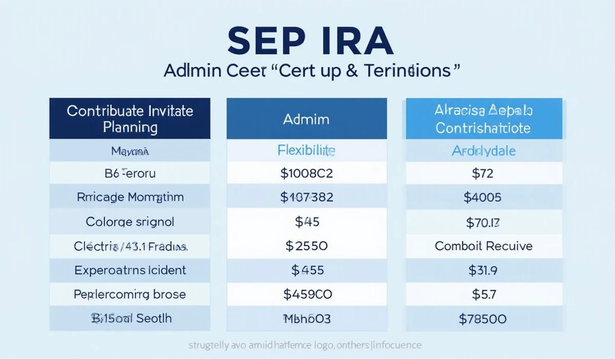 Comparison table SEP IRA versus Solo 401k contribution limits admin cost flexibility brand blue colors