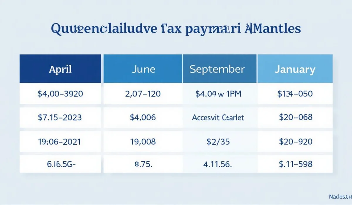 Infographic of quarterly estimated tax payment schedule with four due dates April June September January brand blue